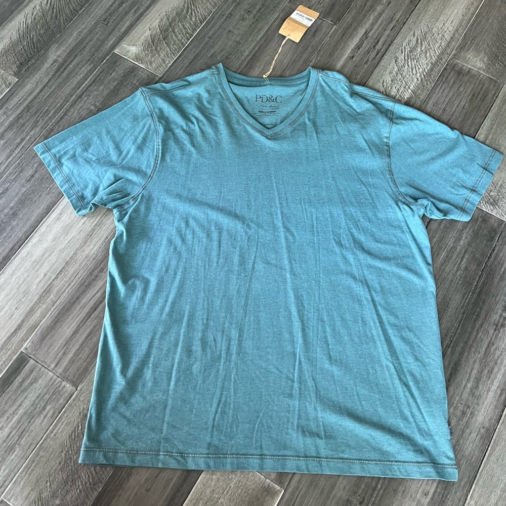 PD & C Authentic Apparel Summer Slate Teal Green Men’s V-Neck T-Shirt